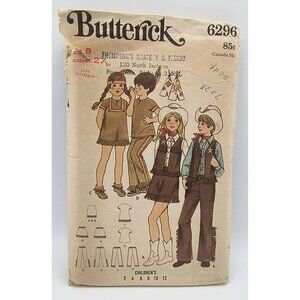 Butterick 6296 Vintage 1970s Childrens Western Indian Costume Sewing Pattern Siz